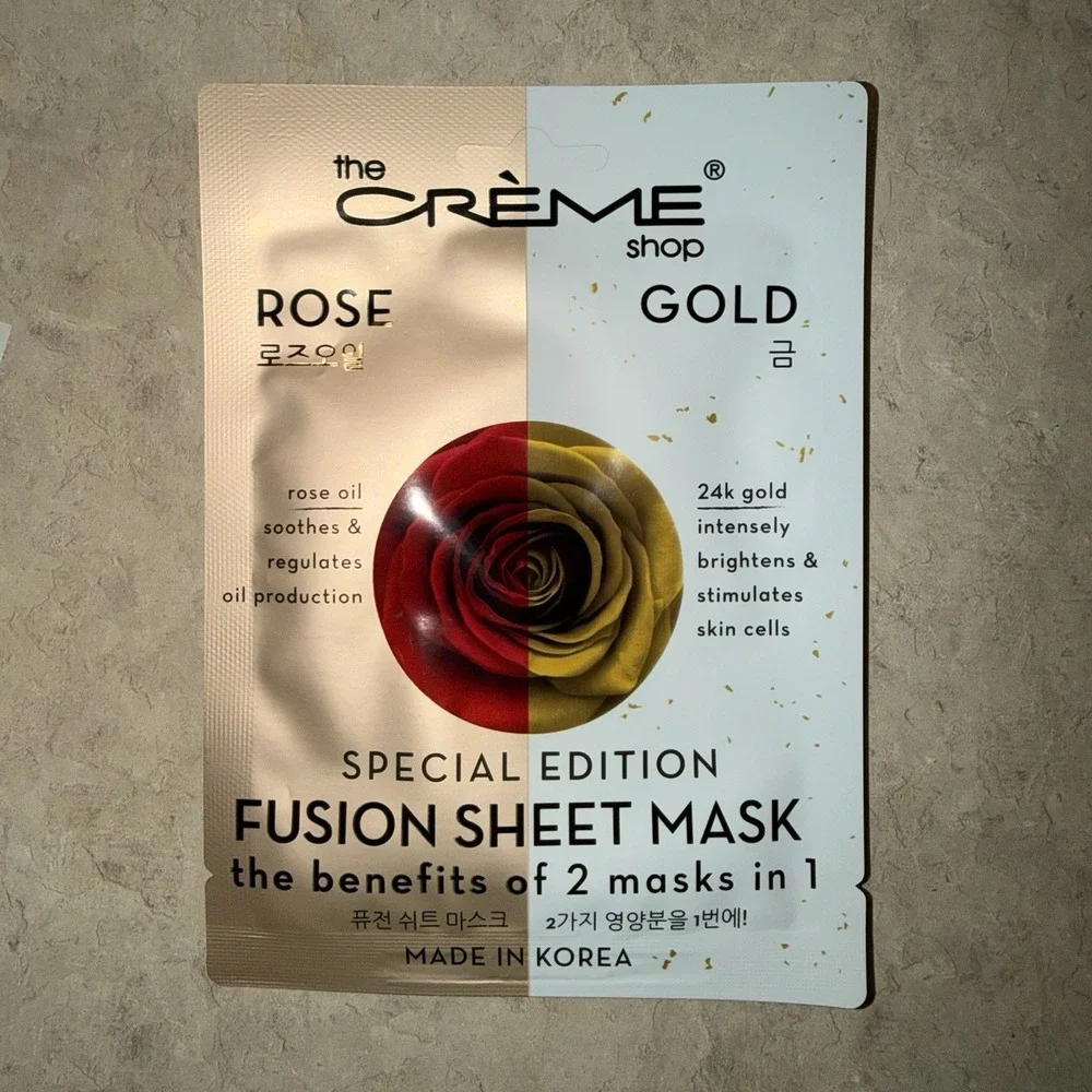 NEW The Creme Shop Rose Gold 5 Pack Korean Beauty 2 In 1 Sheet Mask Fusion